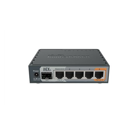 Mikrotik Wired Ethernet Router RB760iGS, hEX S, Dual Core 880MHz CPU, 256MB RAM, 16 MB (MicroSD), 5xGigabit LAN, 1xSFP, USB, IPs - 4